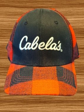 Cabela's Red and Black Plaid Trucker Hat